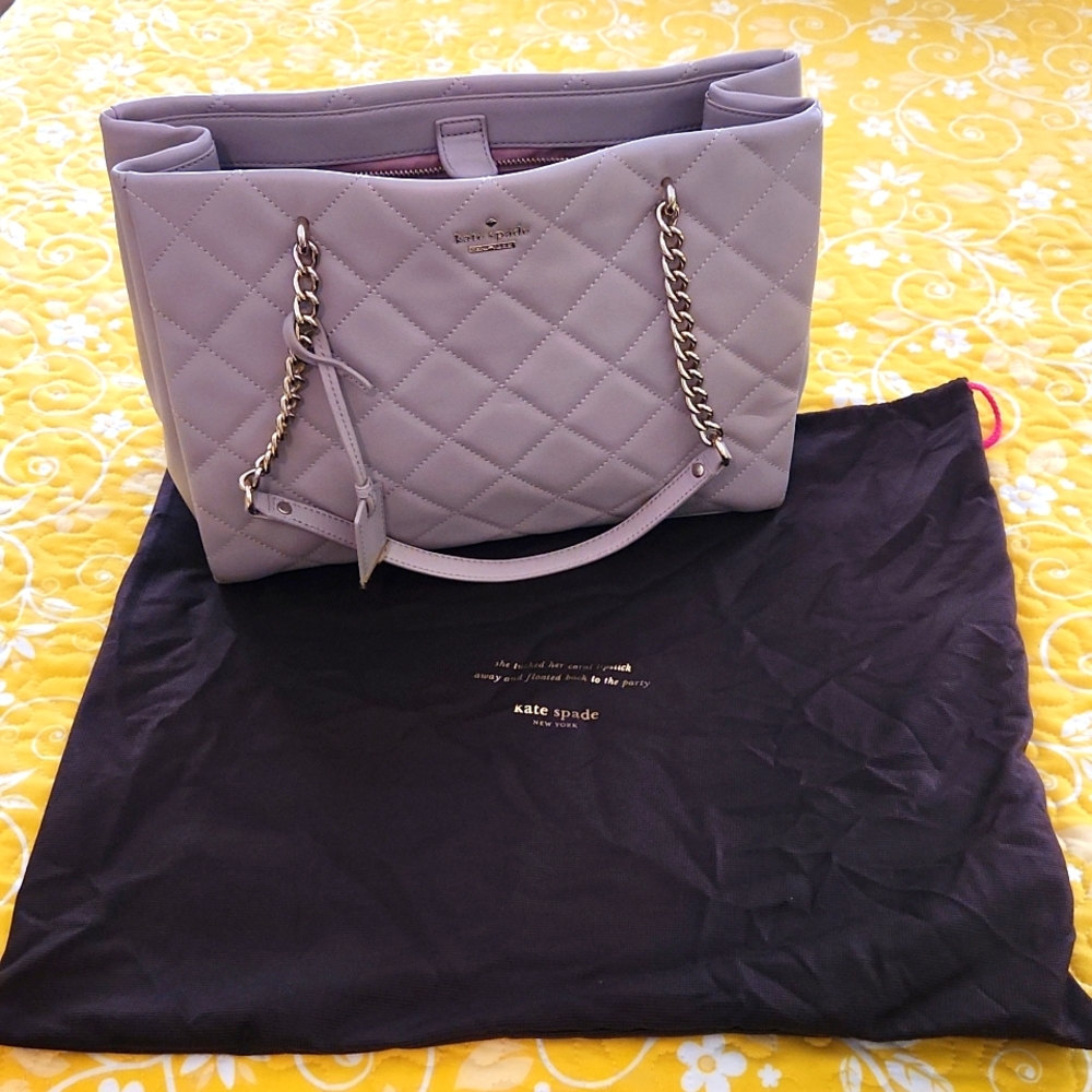 Kate Spade taupe/purple gold chain handbag